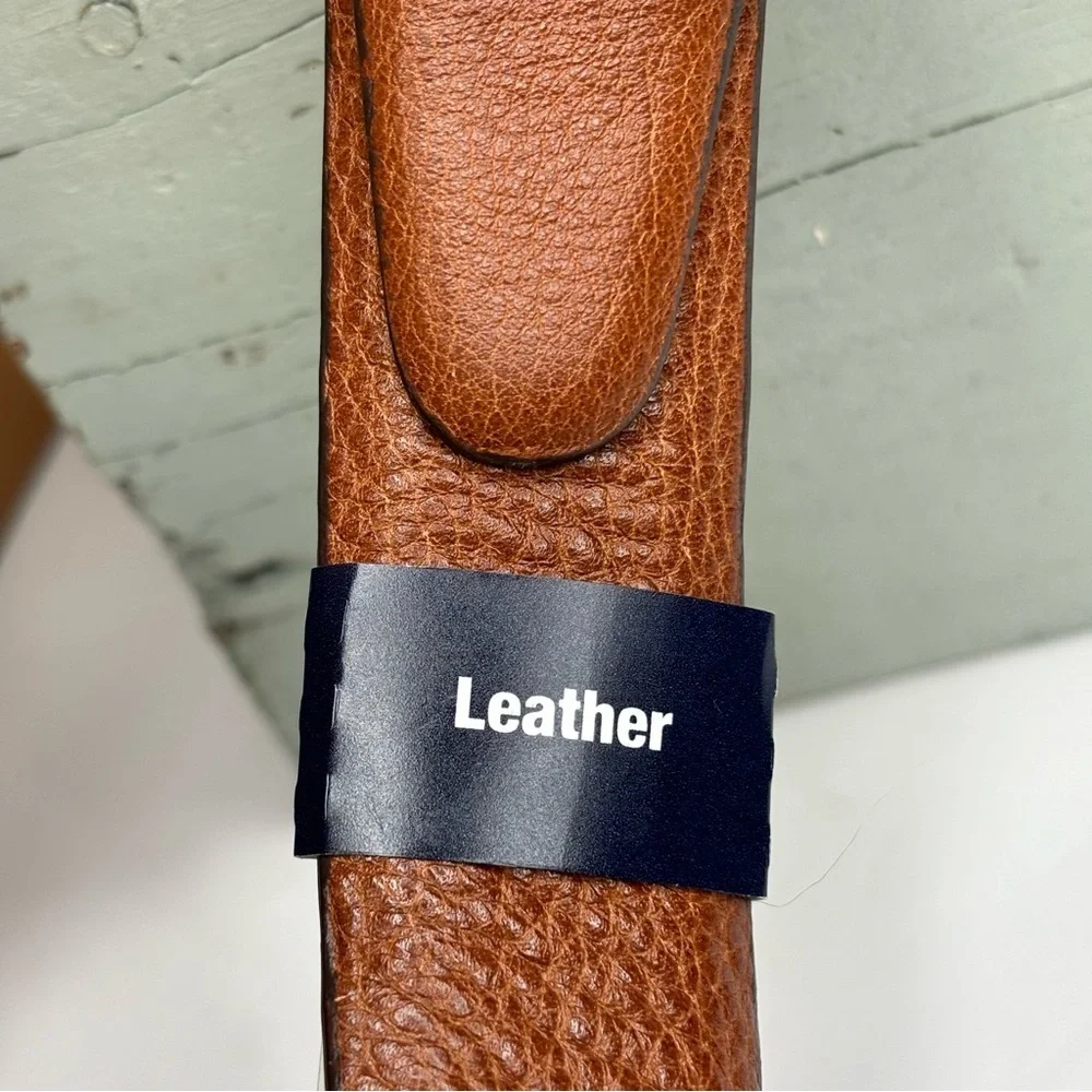 New Cognac Pebbled Full Grain Leather w/ Polished Nickel Brand George Size 42